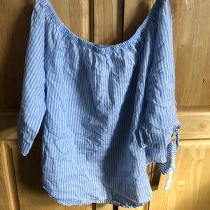 Cute Pinstripe Off Shoulder Top